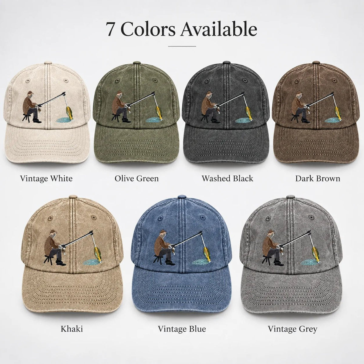 π£π§’ Catch of the Day Interactive Fishing Cap βπ Vintage Washed Moving Fish Hat