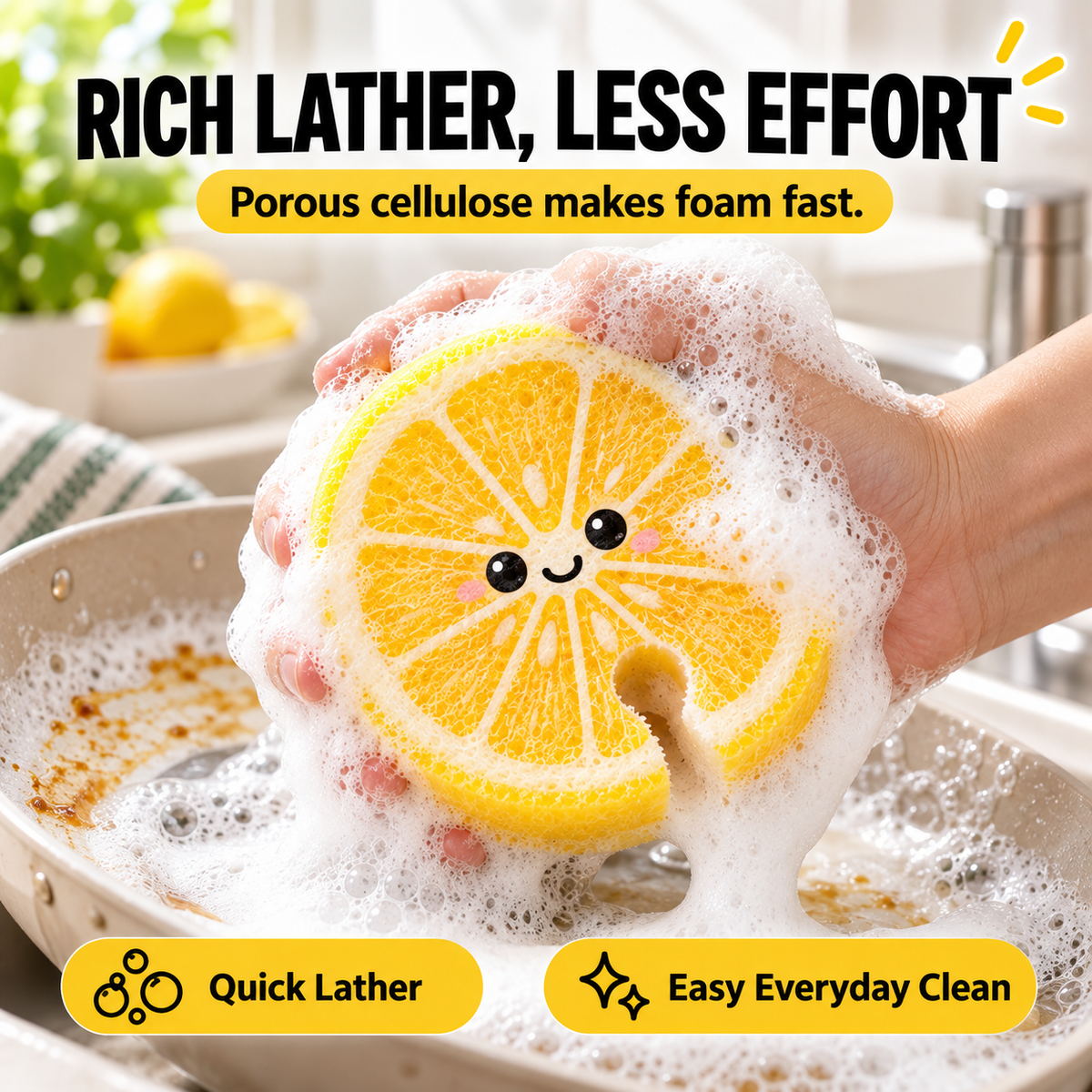 🔥 Limited-Time 49% OFF 🍋 3-Pack Pop-Up Fruit Wood Pulp Sponges | Soft & Non-Scratch Kitchen Cleaning