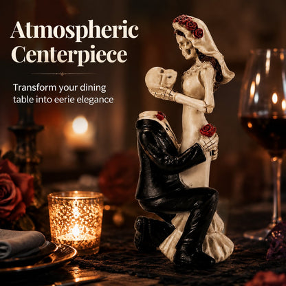 Dia De Los Muertos Gothic Skeleton Wedding Couple Statue - Romantic Halloween Figurine