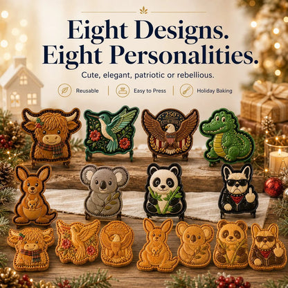 ⏳ Last Day 49% OFF – 🐾 8-Design Animal Mini Pie Mold Collection | Reusable Embossed Molds for Shaping Detailed Highland Cow, Hummingbird, Eagle, Koala & More 🥧✨