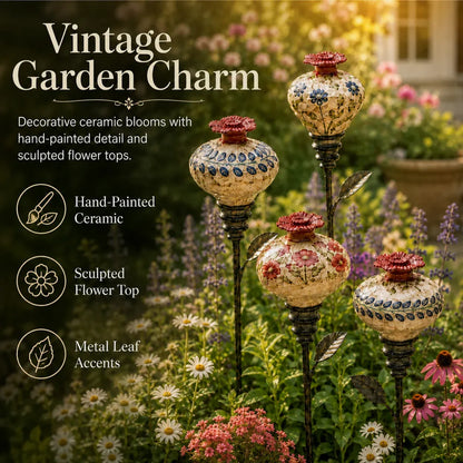 🔥LAST DAY SALE 60% OFF 🌺 Vintage Hummingbird Feeder Garden Stake — Handcrafted Floral Bird Feeder Decoration