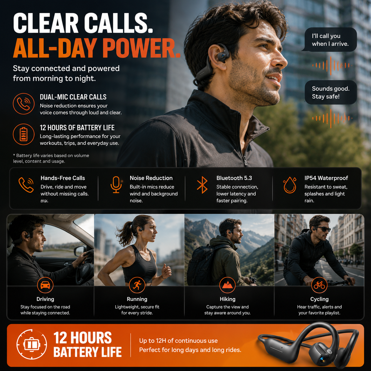 🔥8MP AI Camera Bone Conduction Headphones – Premium High-Fidelity Audio, EIS Video Stabilization, 160+ Language Translation, IP54 Waterproof Headset for Outdoor Vlogging & Sports.