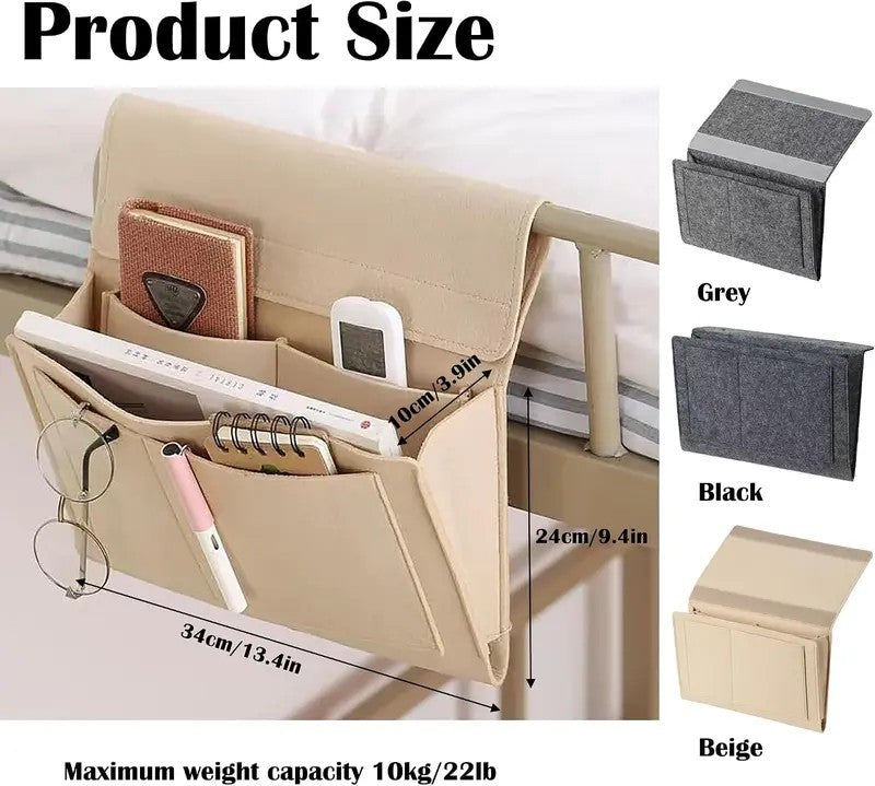 Bedside Caddy, 5 Pockets Felt Bedside Storage Organizer