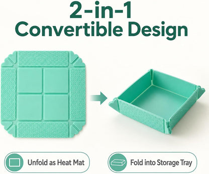 Magnetic Silicone Trivet🍳🧲 Foldable Tray, Heat-Resistant, Food-Grade, Space-Saving