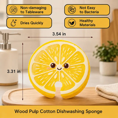 🔥 Limited-Time 49% OFF 🍋 3-Pack Pop-Up Fruit Wood Pulp Sponges | Soft & Non-Scratch Kitchen Cleaning