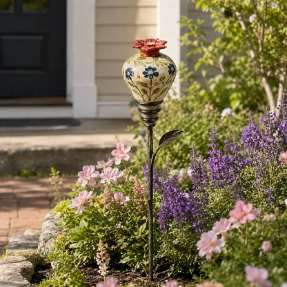 🔥LAST DAY SALE 60% OFF 🌺 Vintage Hummingbird Feeder Garden Stake — Handcrafted Floral Bird Feeder Decoration