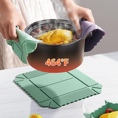 Magnetic Silicone Trivet🍳🧲 Foldable Tray, Heat-Resistant, Food-Grade, Space-Saving