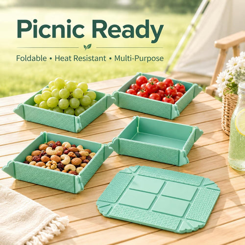 Magnetic Silicone Trivet🍳🧲 Foldable Tray, Heat-Resistant, Food-Grade, Space-Saving