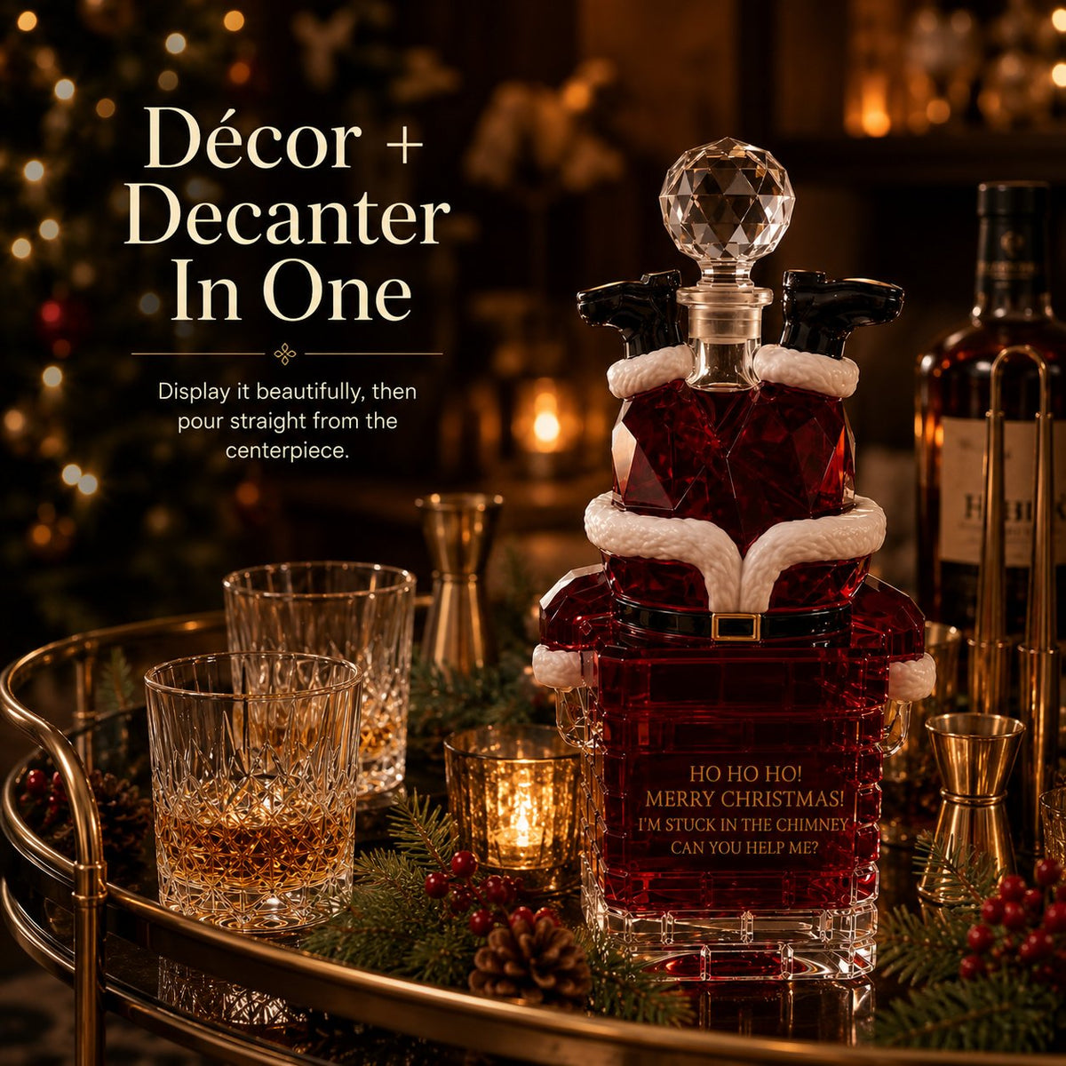 ✨ Santa Stuck in the Chimney Whiskey Bottle