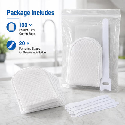 💧 Disposable Cotton Faucet Filter Bags with Fastening Straps