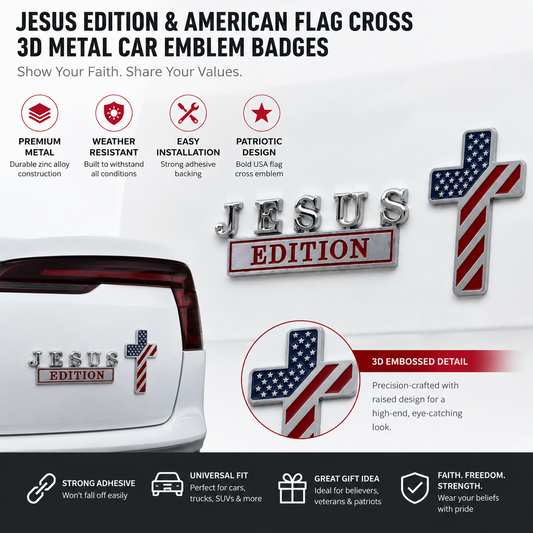 ✝️ Blessed Jesus Edition Cross Car Emblem Metal Badge