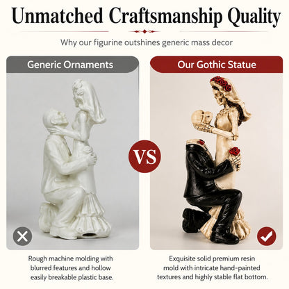 Dia De Los Muertos Gothic Skeleton Wedding Couple Statue - Romantic Halloween Figurine