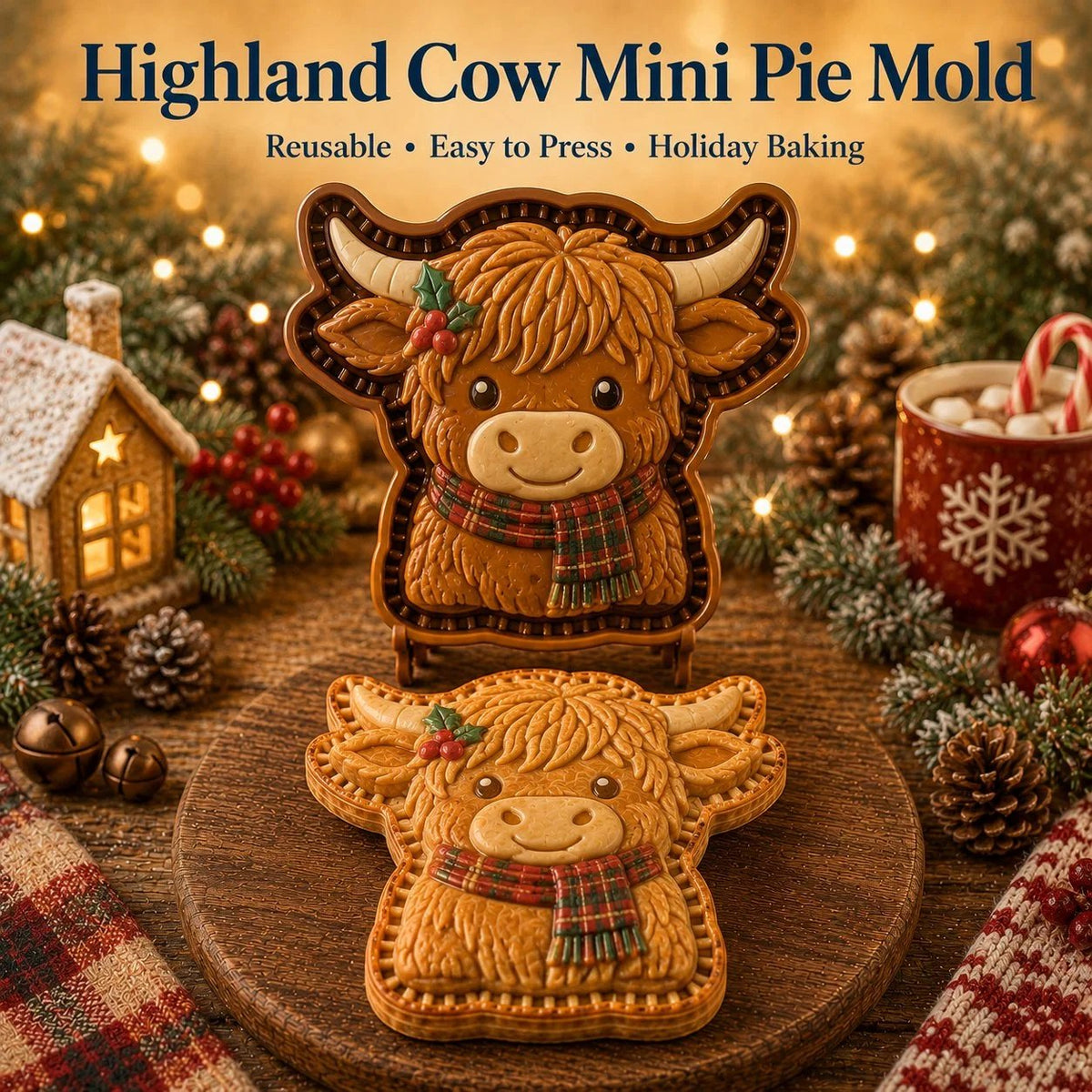 ⏳ Last Day 49% OFF – 🐾 8-Design Animal Mini Pie Mold Collection | Reusable Embossed Molds for Shaping Detailed Highland Cow, Hummingbird, Eagle, Koala & More 🥧✨