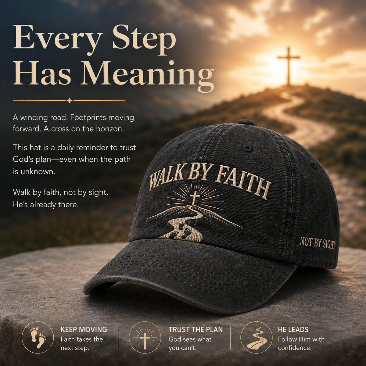 WALK BY FAITH Vintage Christian Embroidered Cap