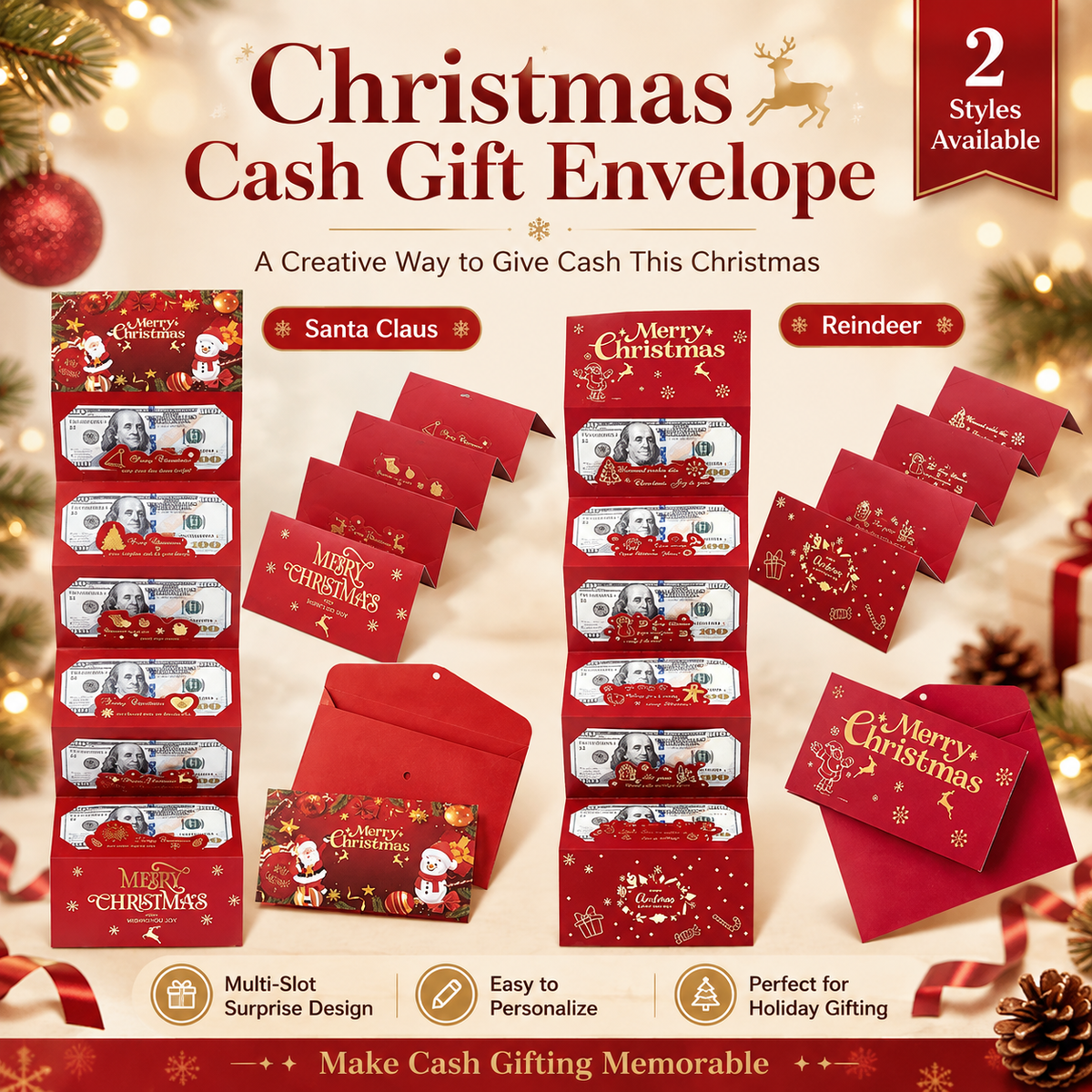 🏆Flash Sale⚡ 50K+ SOLD! Almost Gone-🎅💸Christmas Cash Gift Envelope – A creative way to give cash this Christmas!
