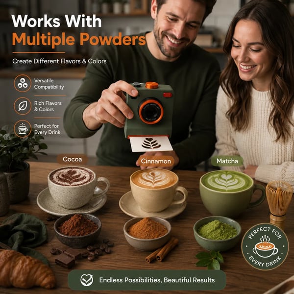 ⭐One-Touch Latte Art Camera – 3D Coffee Stencil Printer Kit for Custom Drink Designs