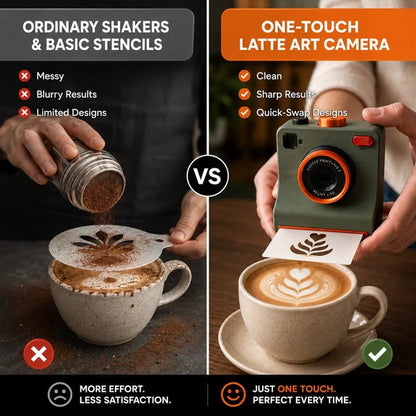 ⭐One-Touch Latte Art Camera – 3D Coffee Stencil Printer Kit for Custom Drink Designs