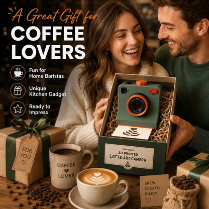 ⭐One-Touch Latte Art Camera – 3D Coffee Stencil Printer Kit for Custom Drink Designs
