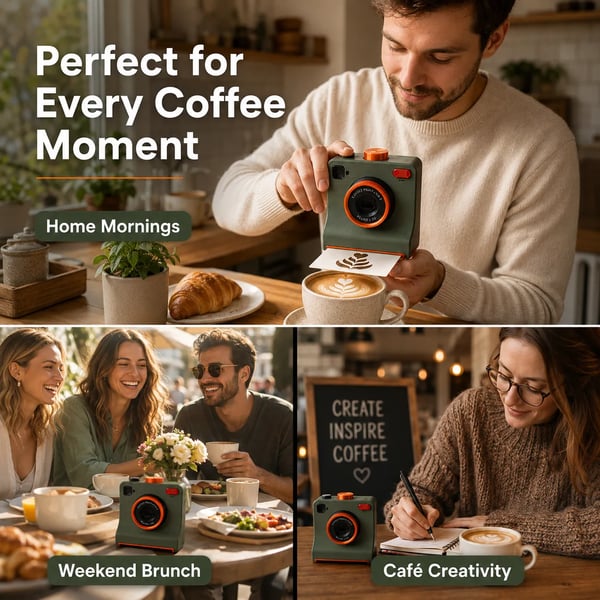 ⭐One-Touch Latte Art Camera – 3D Coffee Stencil Printer Kit for Custom Drink Designs