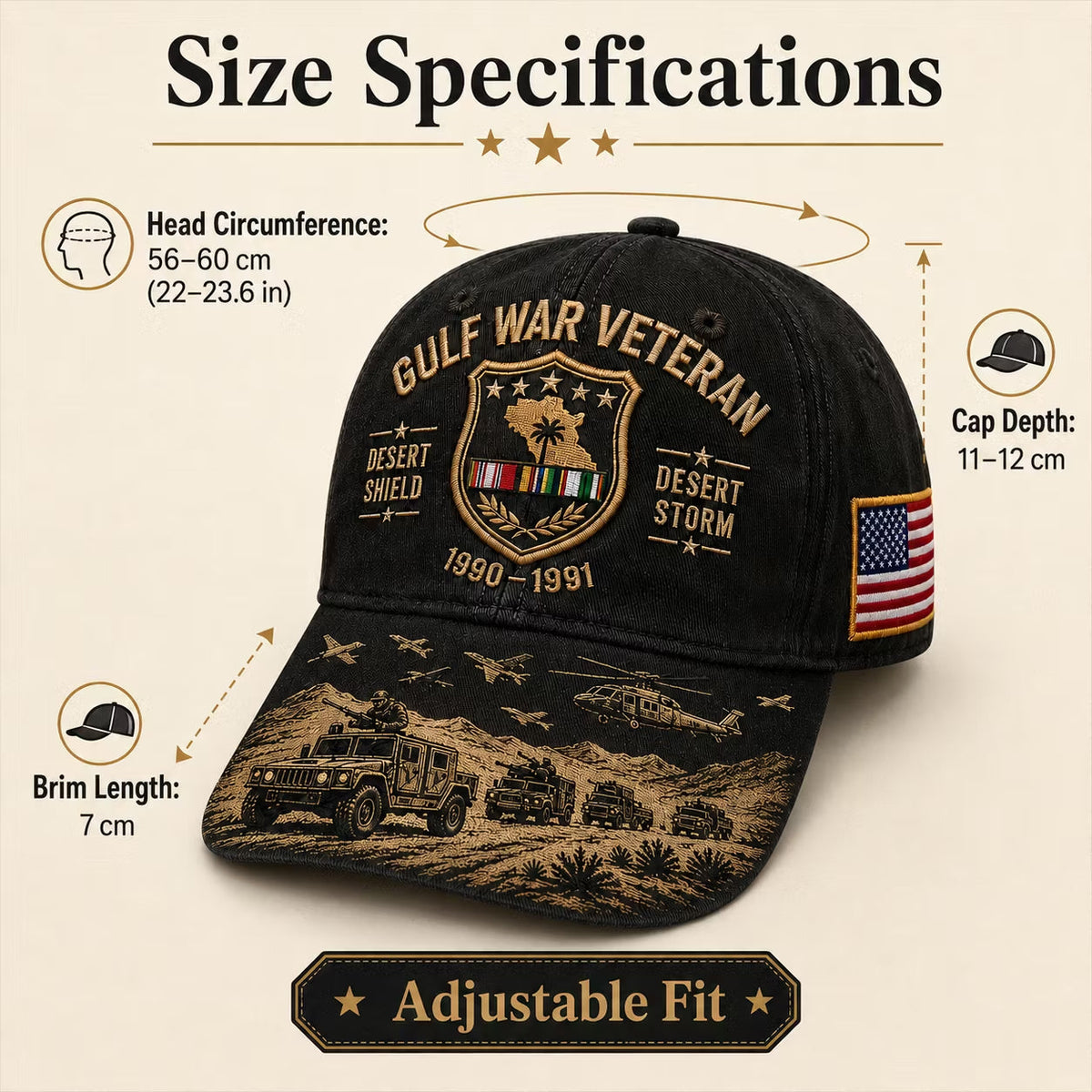🏆Last Day Promo: 45% OFF! 🏜️ Desert Storm Veteran Commemorative Cap – Gulf War Desert Shield Veteran Hat