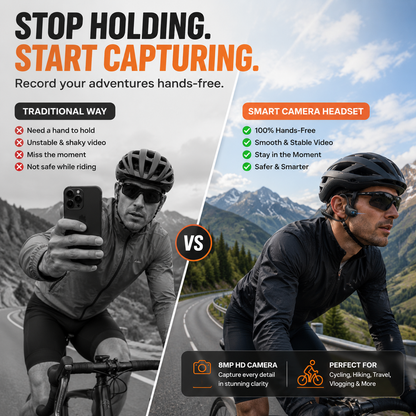🔥8MP AI Camera Bone Conduction Headphones – Premium High-Fidelity Audio, EIS Video Stabilization, 160+ Language Translation, IP54 Waterproof Headset for Outdoor Vlogging & Sports.