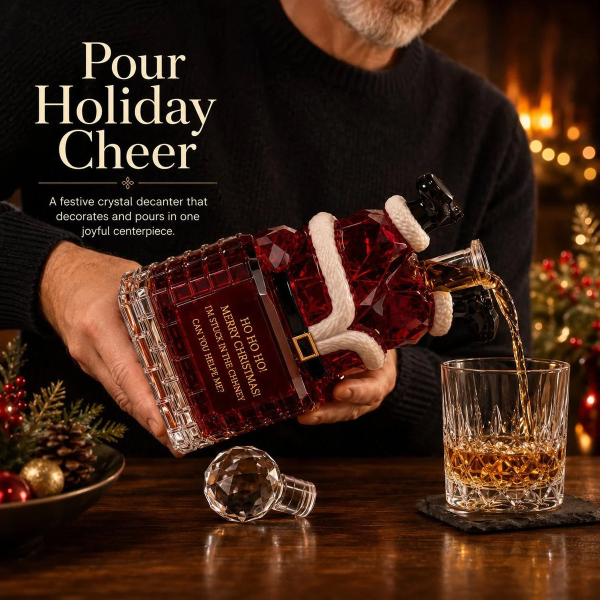✨ Santa Stuck in the Chimney Whiskey Bottle