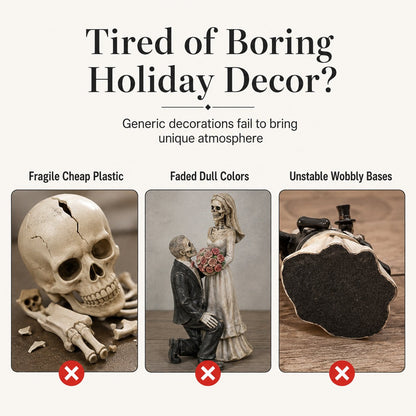Dia De Los Muertos Gothic Skeleton Wedding Couple Statue - Romantic Halloween Figurine