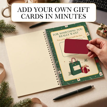🎁🎅🏼MERRY CHRISTMAS! GIFT CARD BOOK📚 14 Themed Pages, Hardcover & Durability Line