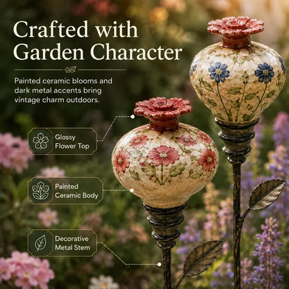 🔥LAST DAY SALE 60% OFF 🌺 Vintage Hummingbird Feeder Garden Stake — Handcrafted Floral Bird Feeder Decoration