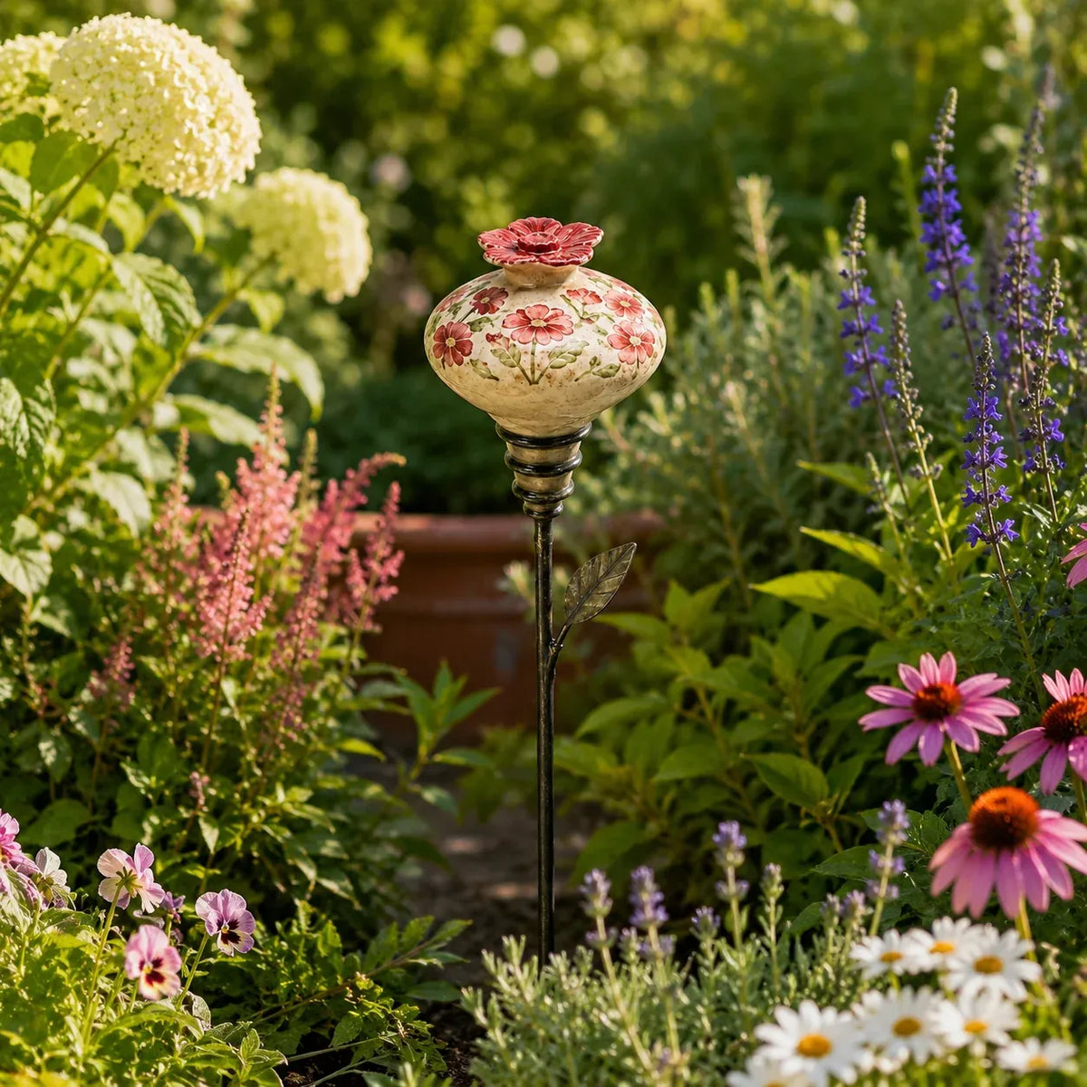 🔥LAST DAY SALE 60% OFF 🌺 Vintage Hummingbird Feeder Garden Stake — Handcrafted Floral Bird Feeder Decoration