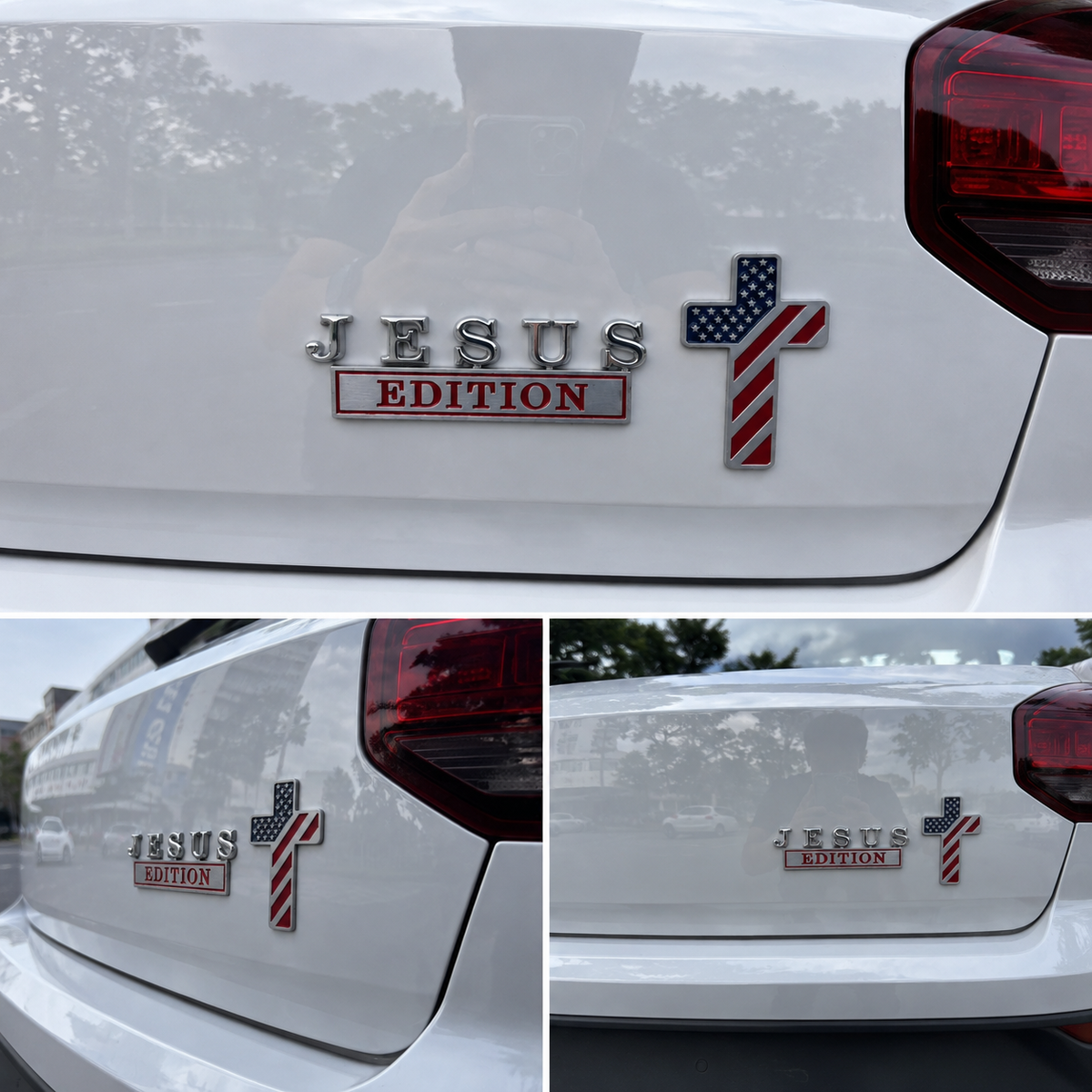 ✝️ Blessed Jesus Edition Cross Car Emblem Metal Badge