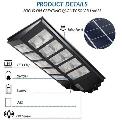 2000W LED Super Bright Outdoor Remote Control Solar Street Light