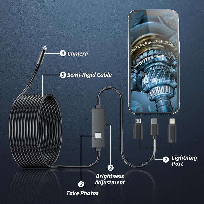 🔥LAST DAY SALE 70% OFF-🔎 Plug-and-Play Endoscope Camera - Compatible with Android & iPhone & ipad for Direct Connection 🔍📱