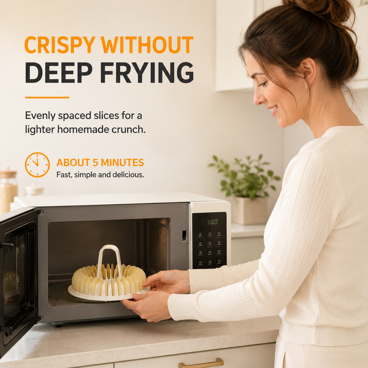 🥔 Microwave Potato Chip Maker with Slicer – Oil-Free Snack Kit ✨