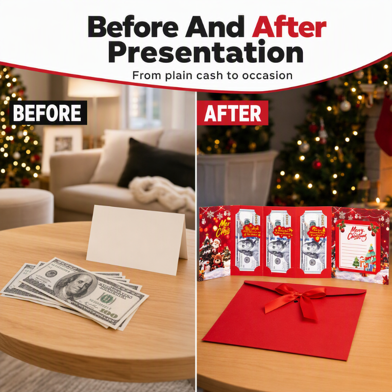 🏆Flash Sale⚡ 50K+ SOLD🎄 Festive Cash Gift Card Envelope with Holiday Notes Space